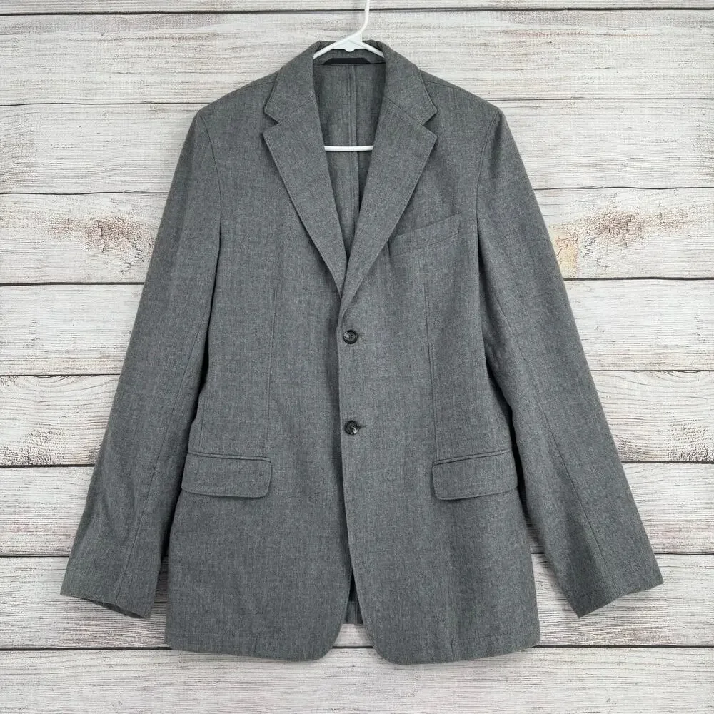 Stenesse Virgin Wool Blazer Jacket Mens 48L Gray Long Sleeve 2 Button $800 MSRP